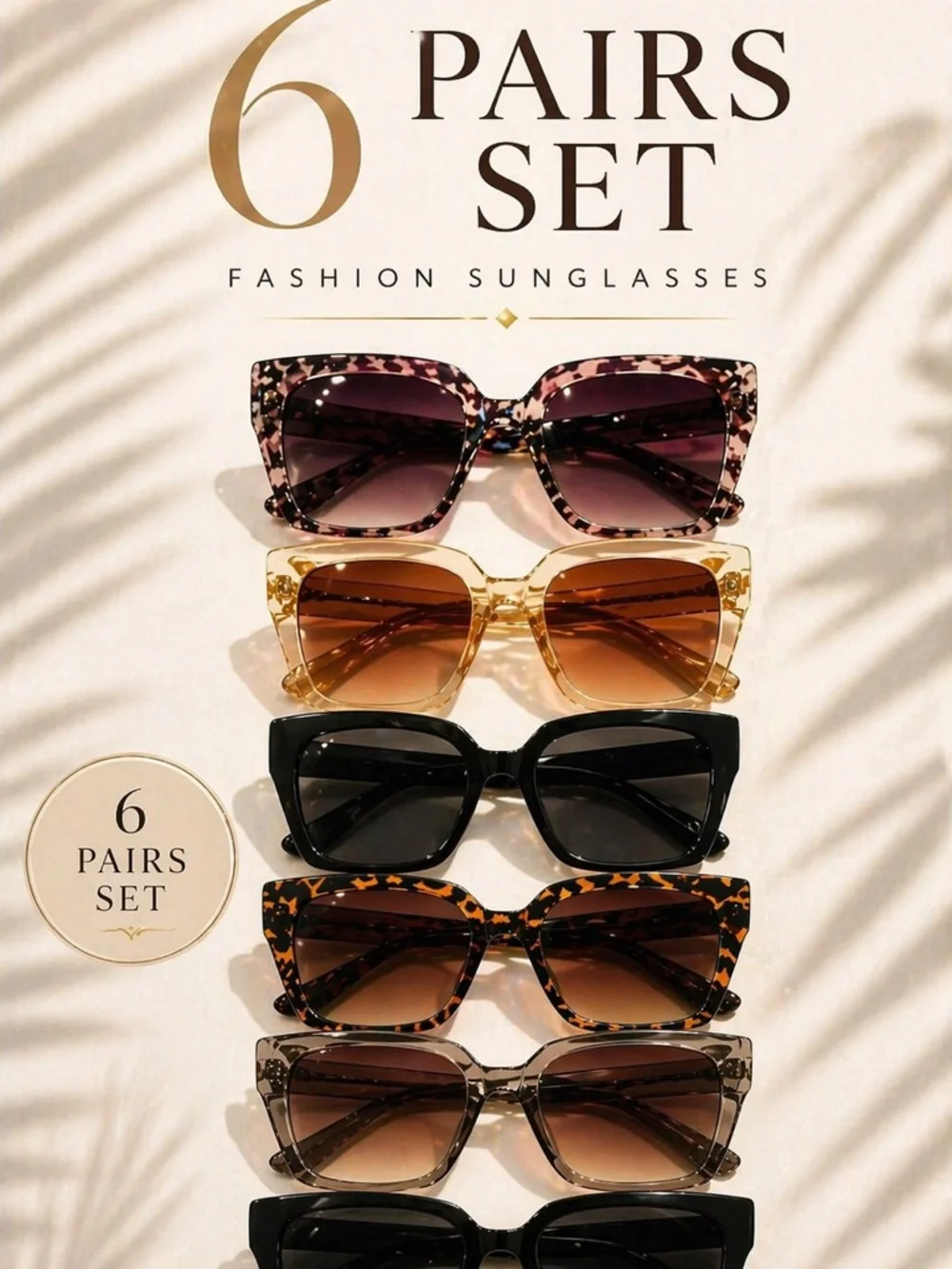Sunglasses Lot of 6 Women’s Fashion Sunglasses Set - Mixed Colors